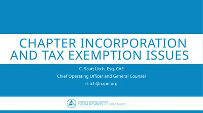 Chapter Incorporation and Tax Exemption Issues C.