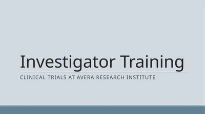 Investigator Training Clinical trials at Avera