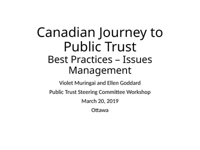 Canadian Journey to Public Trust Best Practices –