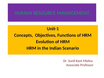 HUMAN RESOURCE MANAGEMENT Unit-1 Concepts,