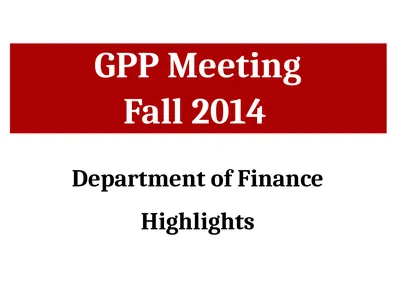 GPP Meeting Fall 2014 Department of Finance