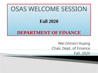 OSAS WELCOME SESSION Fall 2020 DEPARTMENT OF