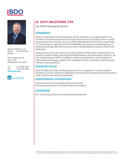 EXPERIENCE Scott is a seasoned financial