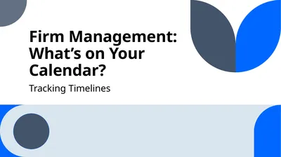 Firm Management: What’s on Your Calendar? Tracking