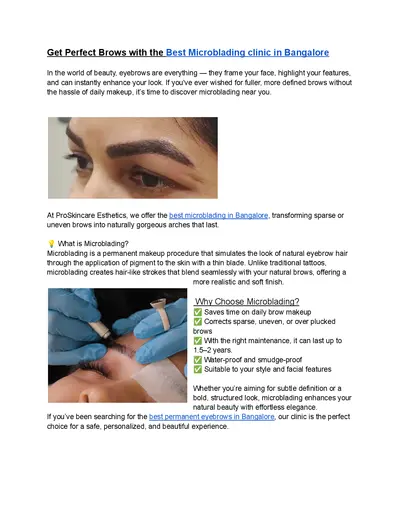 Get Perfect Brows with the Best Microblading clinic in Bangalore