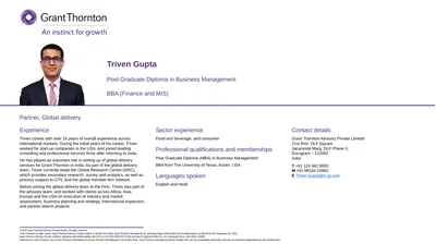 Partner, Global delivery Experience Triven comes
