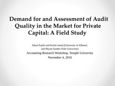 Demand for and Assessment of Audit Quality in the