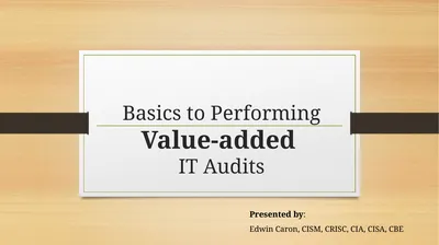 Basics to Performing Value-added IT Audits