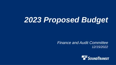 2023 Proposed Budget Finance and Audit Committee