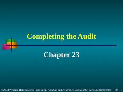 Completing the Audit Chapter 23 Learning Objective