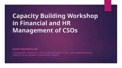 Capacity Building Workshop in Financial and HR
