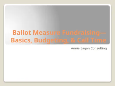 Ballot Measure Fundraising— Basics, Budgeting, &