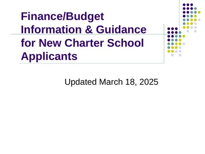 Finance/Budget Information & Guidance for New