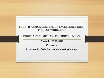 FOURTH AFRICA CENTERS OF EXCELLENCE (ACE) PROJECT