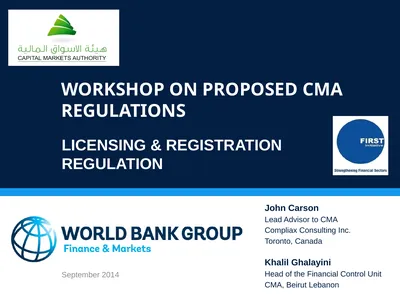 WORKSHOP ON proposed CMA regulations Licensing &