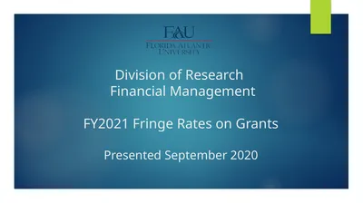 Division of Research Financial Management FY2021