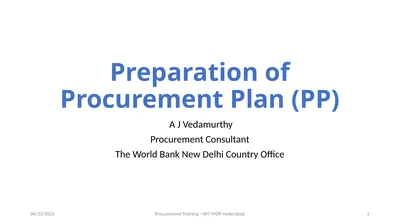Preparation of Procurement Plan (PP) A J