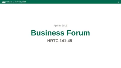 Business Forum April 9, 2019 HRTC 141-45 Agenda