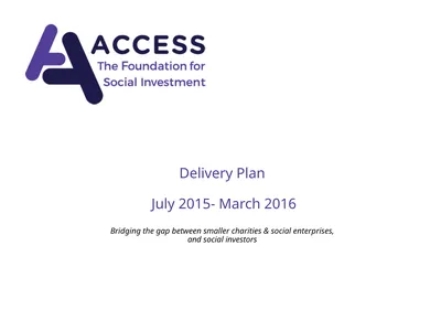 Delivery Plan July 2015- March 2016 Bridging the