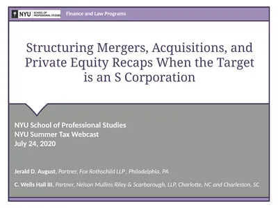 Structuring Mergers, Acquisitions, and Private