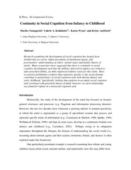 Continuity in Social Cognition from Infancy to