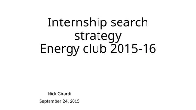 Internship search strategy Energy club 2015-16