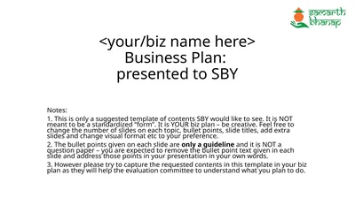 <your/biz name here> Business Plan: presented to