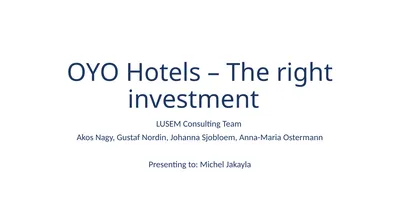 OYO Hotels – The right investment LUSEM Consulting