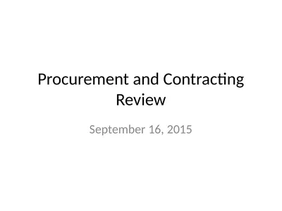 Procurement and Contracting Review September 16,
