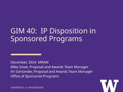 GIM 40: IP Disposition in Sponsored Programs