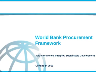 World Bank Procurement Framework Value for Money,