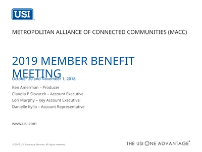 2019 MEMBER benefit meeting METROPOLITAN Alliance