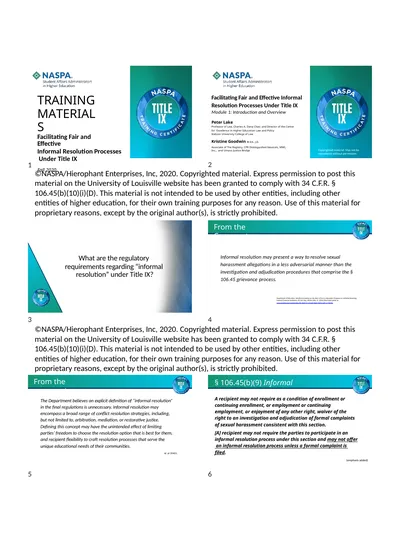 TRAINING MATERIALS Facilitating Fair and Effective