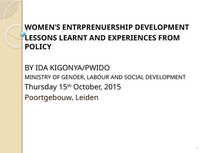 WOMEN’S ENTRPRENUERSHIP DEVELOPMENT LESSONS LEARNT