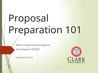 Proposal Preparation 101 Office of Sponsored
