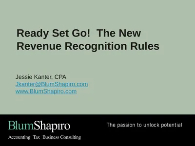 Ready Set Go! The New Revenue Recognition Rules
