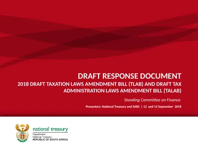 DRAFT RESPONSE DOCUMENT 2018 DRAFT TAXATION LAWS