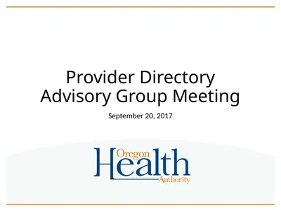 Provider Directory Advisory Group Meeting