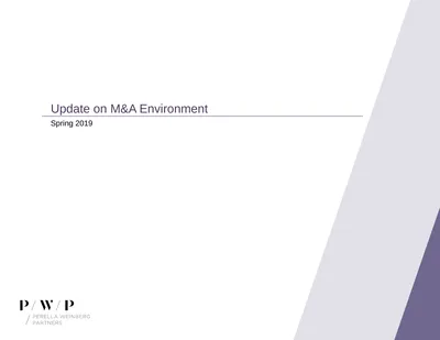 Update on M&A Environment Spring 2019 Speaker