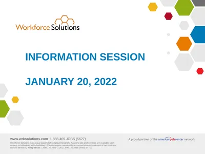 Information session January 20, 2022 Early