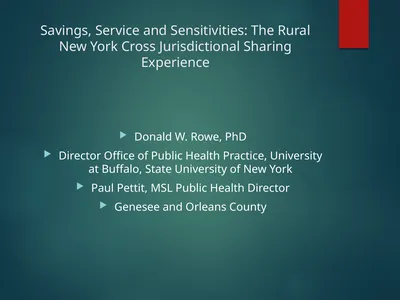 Savings, Service and Sensitivities: The Rural New