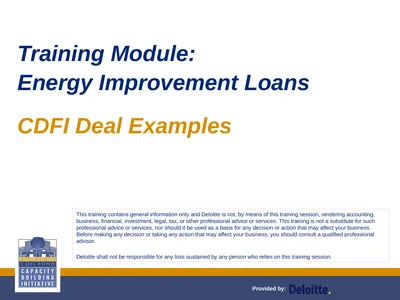 Training Module: Energy Improvement Loans CDFI