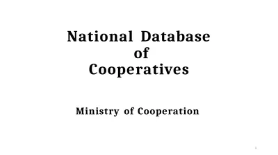 National Database of Cooperatives Ministry of