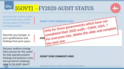 [GOVT] - FY2020 AUDIT STATUS 1 Only for those