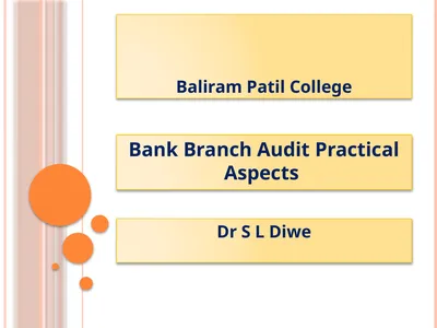 Baliram Patil College Bank Branch Audit Practical