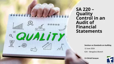 SA 220 – Quality Control in an Audit of Financial