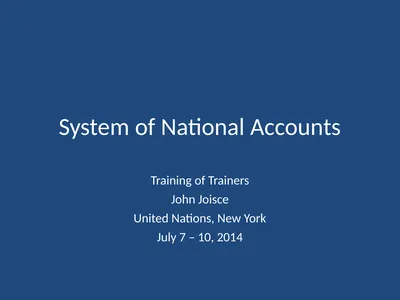 System of National Accounts Training of Trainers
