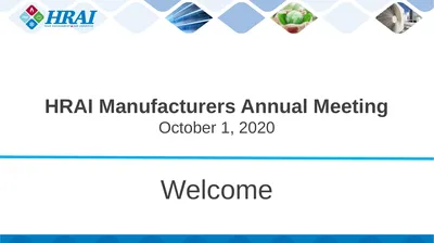 HRAI Manufacturers Annual Meeting October 1, 2020