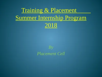 Training & Placement Summer Internship Program