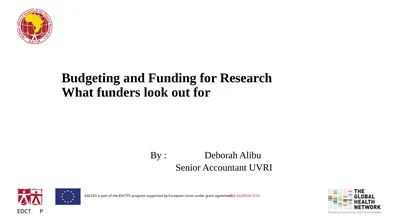 Budgeting and Funding for Research What funders